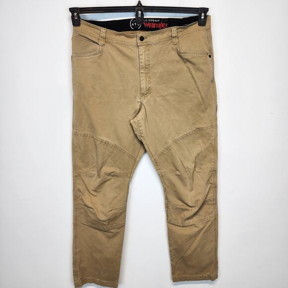 Wrangler Canvas Double Knee Utility Pants Size 40x32 Tan All Terrain Gear Work - Picture 1 of 11